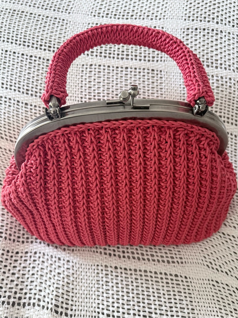 Patricia Nash Willow Crochet Top Handle Frame Bag
